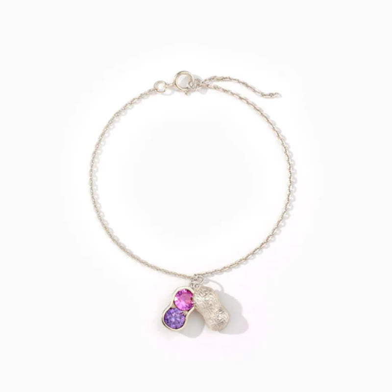 Pulsera Olivenorma "Somos mejores amigas" con piedra de nacimiento de cacahuete