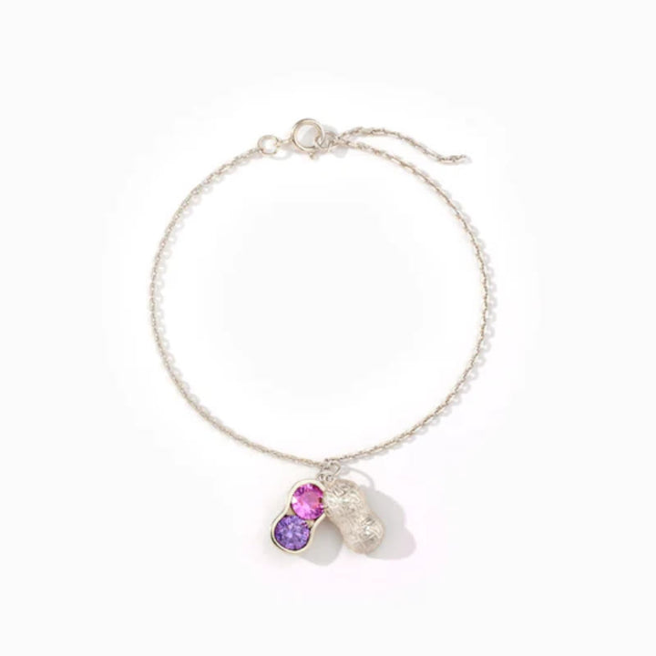 Pulsera Olivenorma "Somos mejores amigas" con piedra de nacimiento de cacahuete