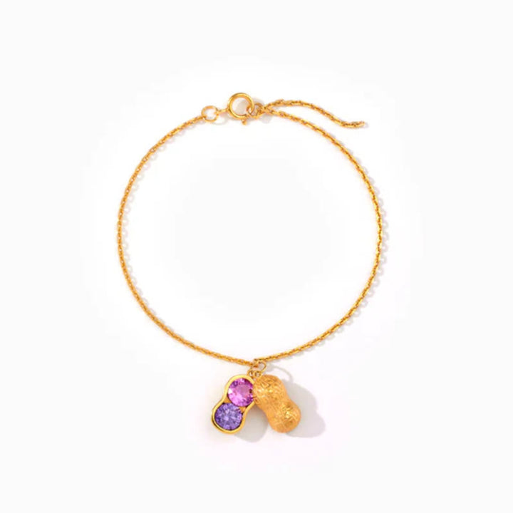 Pulsera Olivenorma "Somos mejores amigas" con piedra de nacimiento de cacahuete