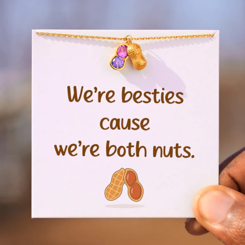 Pulsera Olivenorma "Somos mejores amigas" con piedra de nacimiento de cacahuete