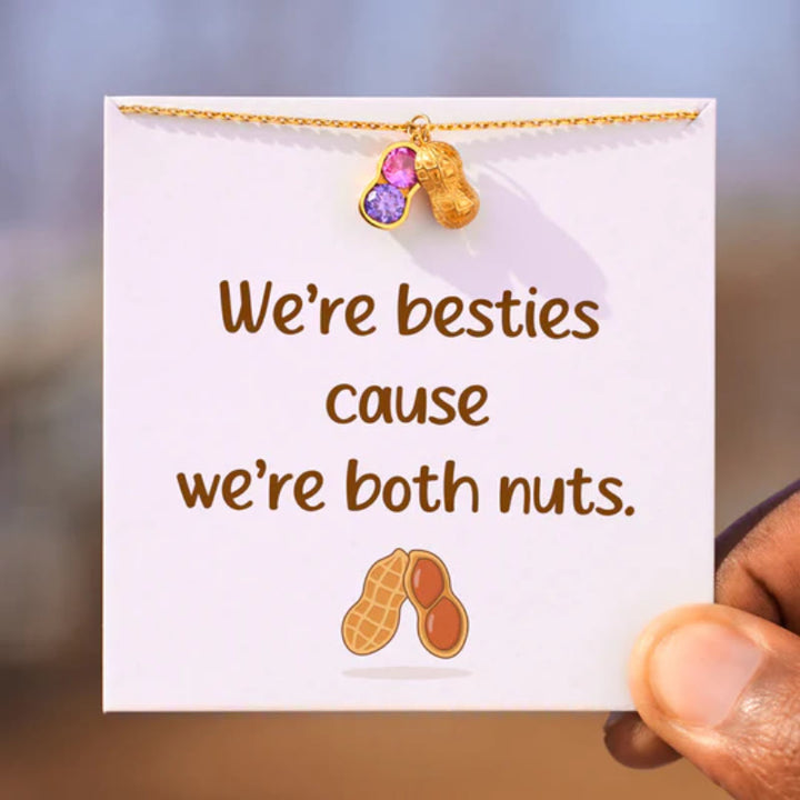 Pulsera Olivenorma "Somos mejores amigas" con piedra de nacimiento de cacahuete