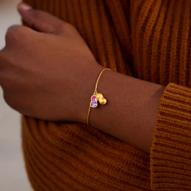 Pulsera Olivenorma "Somos mejores amigas" con piedra de nacimiento de cacahuete