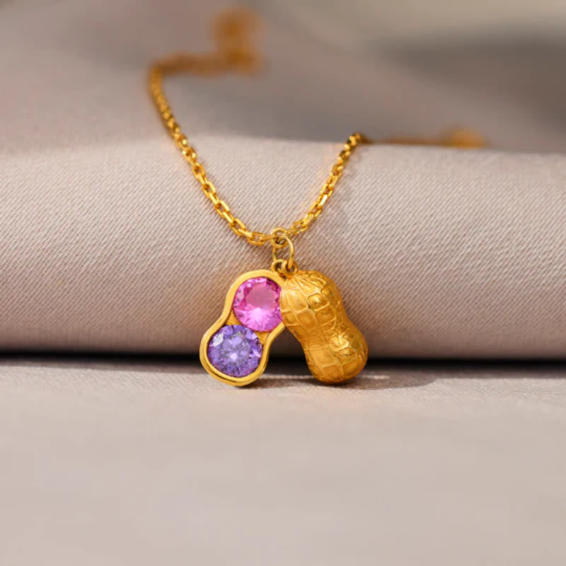 Pulsera Olivenorma "Somos mejores amigas" con piedra de nacimiento de cacahuete