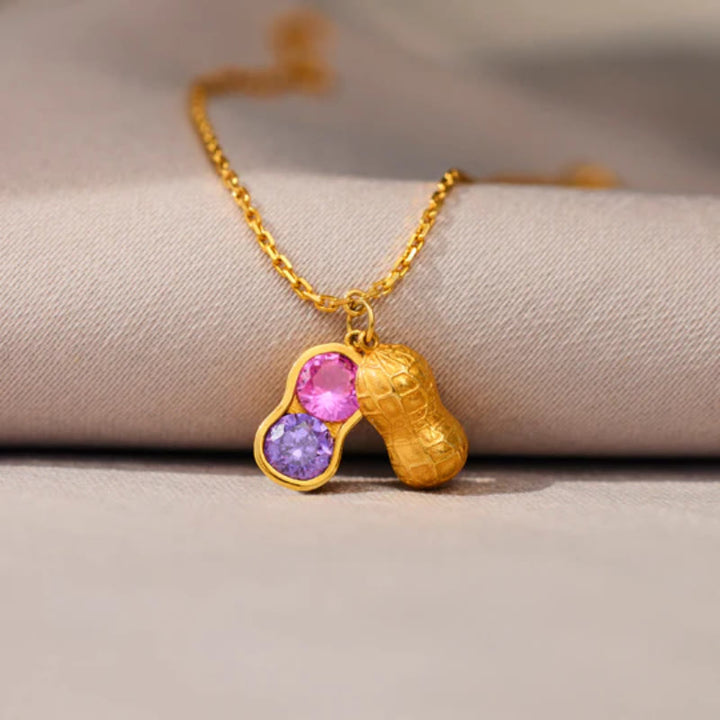 Pulsera Olivenorma "Somos mejores amigas" con piedra de nacimiento de cacahuete