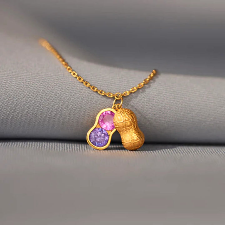 Pulsera Olivenorma "Somos mejores amigas" con piedra de nacimiento de cacahuete