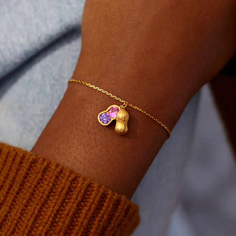 Pulsera Olivenorma "Somos mejores amigas" con piedra de nacimiento de cacahuete