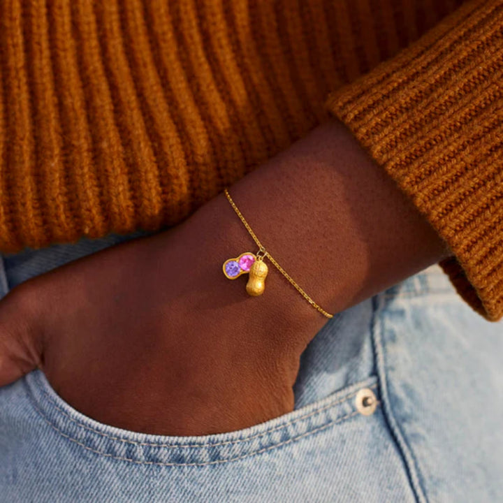 Pulsera Olivenorma "Somos mejores amigas" con piedra de nacimiento de cacahuete