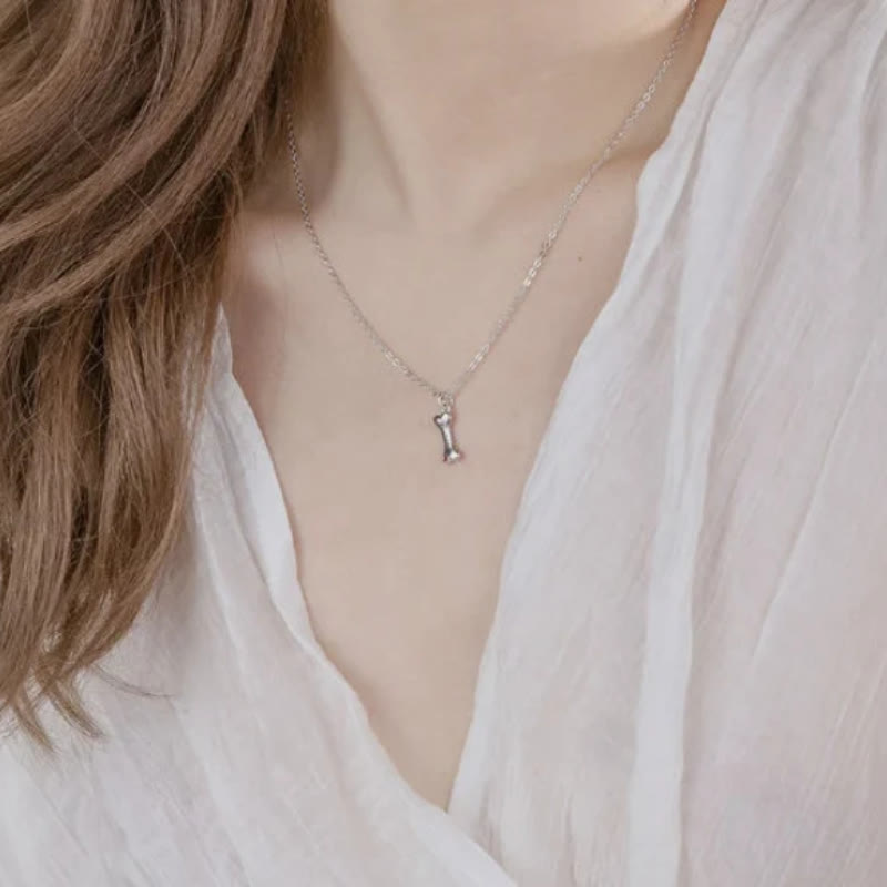 Collar de hueso de perro de acero inoxidable personalizado Olivenorma con piedra de nacimiento