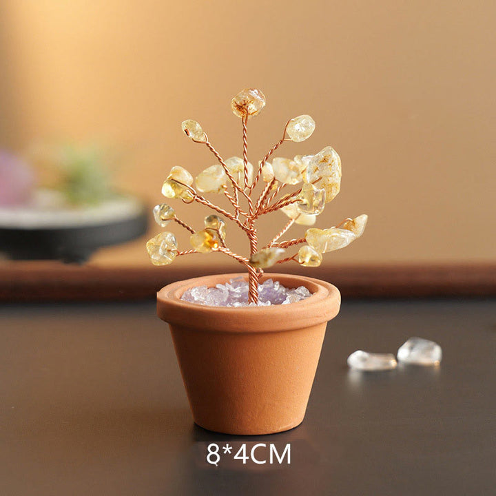 Árbol de la fortuna de grava natural de Olivenorma en maceta de cerámica decorativa