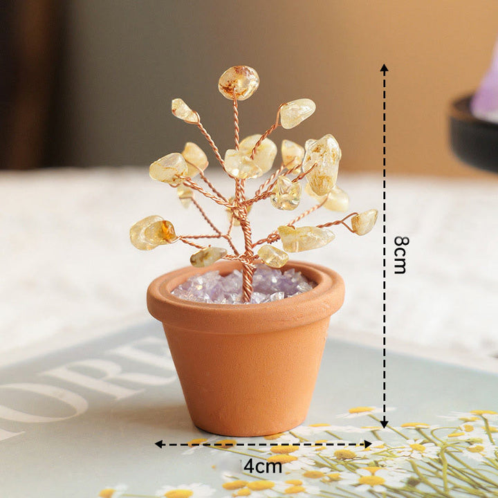 Árbol de la fortuna de grava natural de Olivenorma en maceta de cerámica decorativa