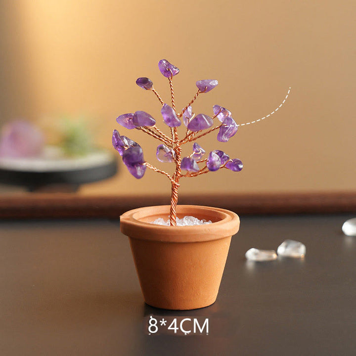 Árbol de la fortuna de grava natural de Olivenorma en maceta de cerámica decorativa