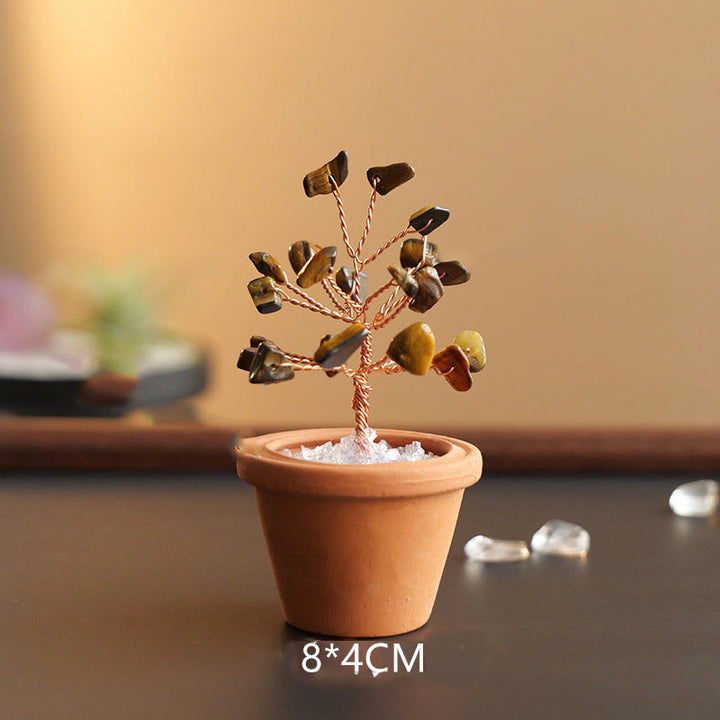 Árbol de la fortuna de grava natural de Olivenorma en maceta de cerámica decorativa