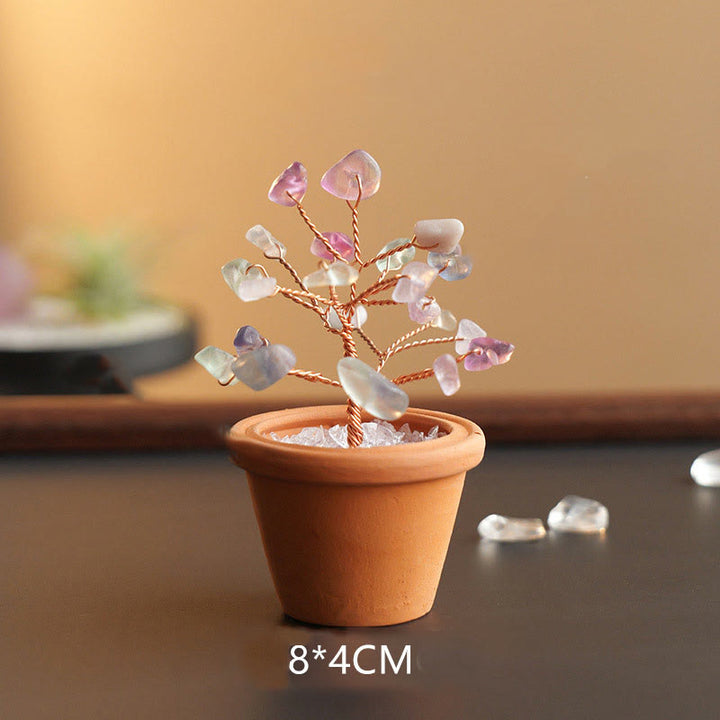 Árbol de la fortuna de grava natural de Olivenorma en maceta de cerámica decorativa