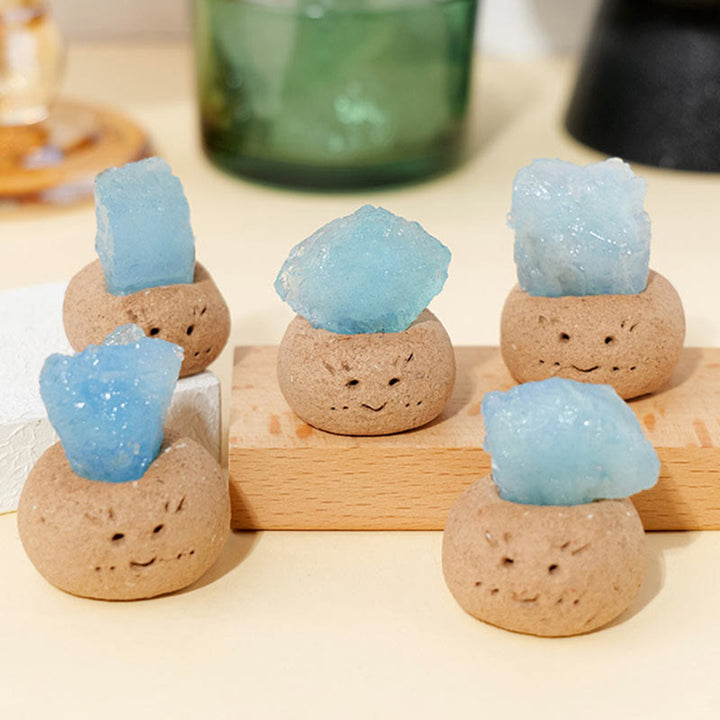 Decoración de habas pequeñas de aguamarina natural Olivenorma