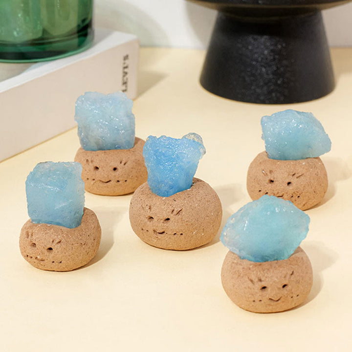 Decoración de habas pequeñas de aguamarina natural Olivenorma