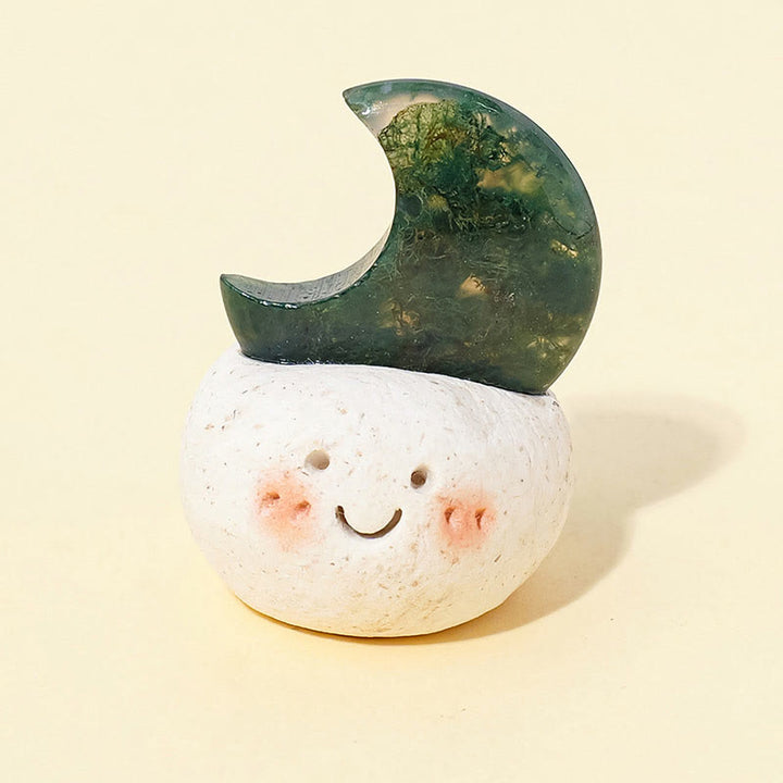 Decoración de frijol pequeño con corte de luna de cristal natural Olivenorma