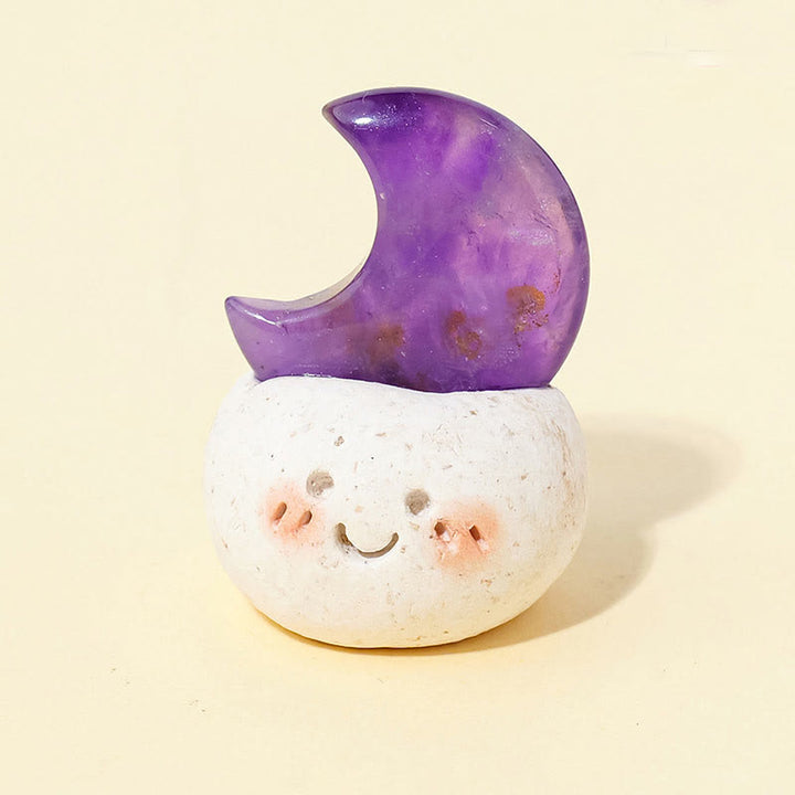 Decoración de frijol pequeño con corte de luna de cristal natural Olivenorma