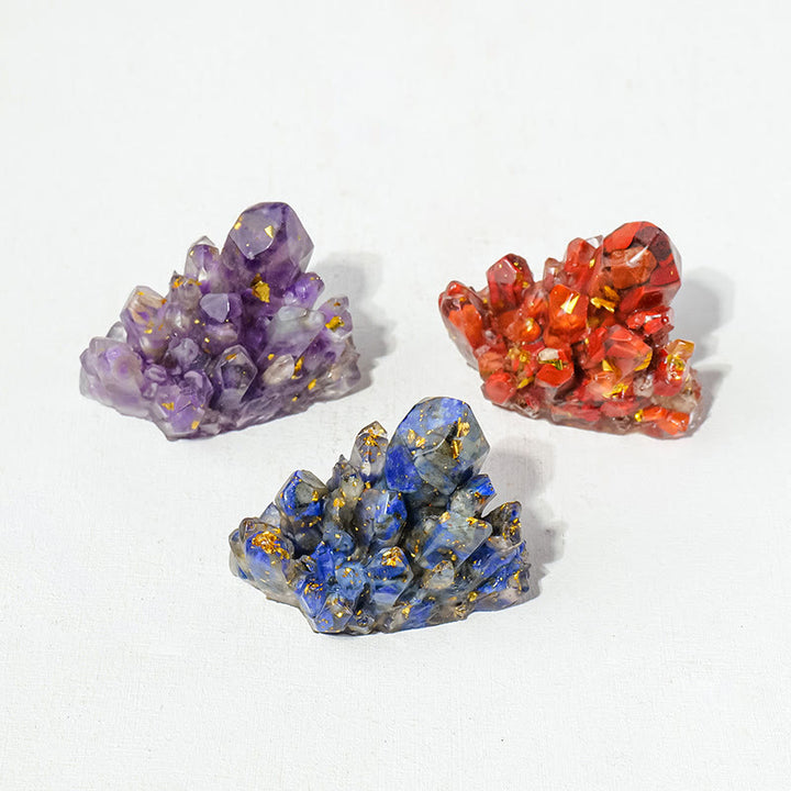 Piedra natural Olivenorma, grava, cristales epoxi, decoración de piedras preciosas