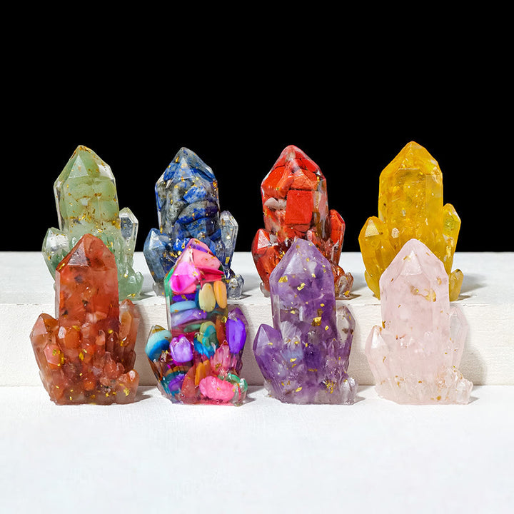 Piedra natural Olivenorma, grava, cristales epoxi, decoración de piedras preciosas