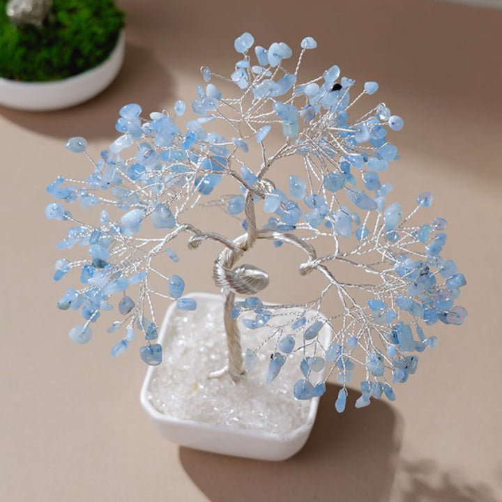 Árbol Feng Shui con base de cerámica de aguamarina natural de Olivenorma