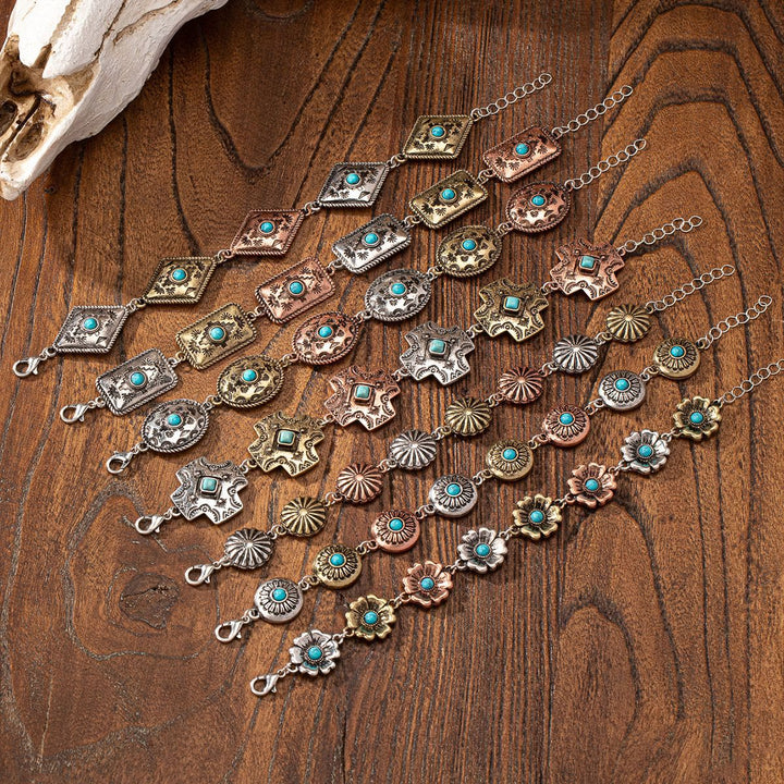 Pulsera de metal turquesa estilo bohemio Olivenorma
