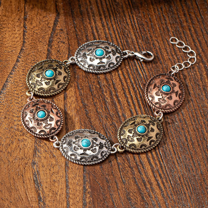 Pulsera de metal turquesa estilo bohemio Olivenorma