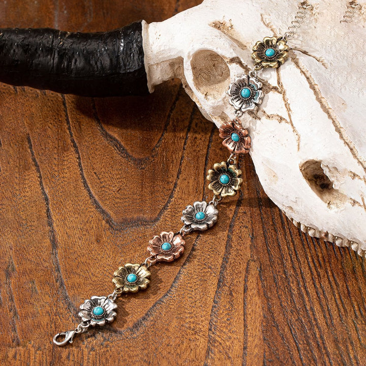 Pulsera de metal turquesa estilo bohemio Olivenorma
