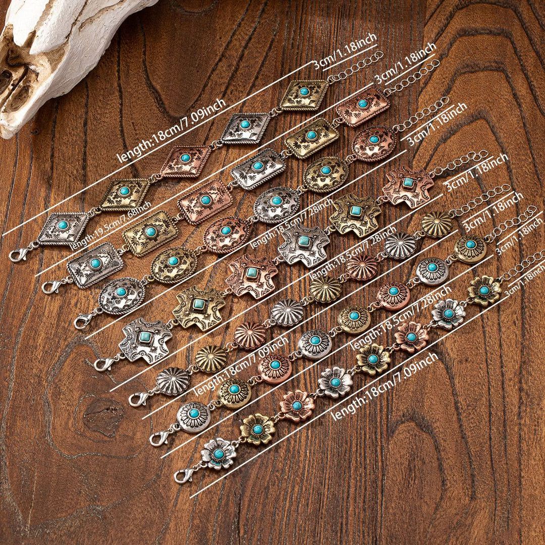 Pulsera de metal turquesa estilo bohemio Olivenorma
