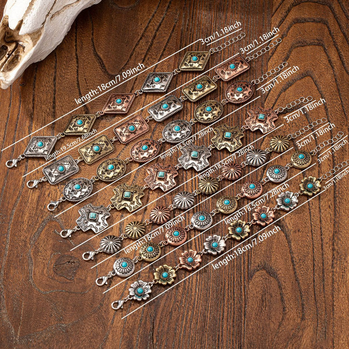 Pulsera de metal turquesa estilo bohemio Olivenorma