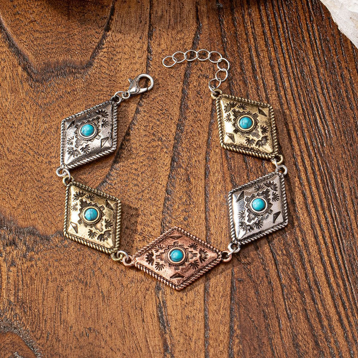 Pulsera de metal turquesa estilo bohemio Olivenorma