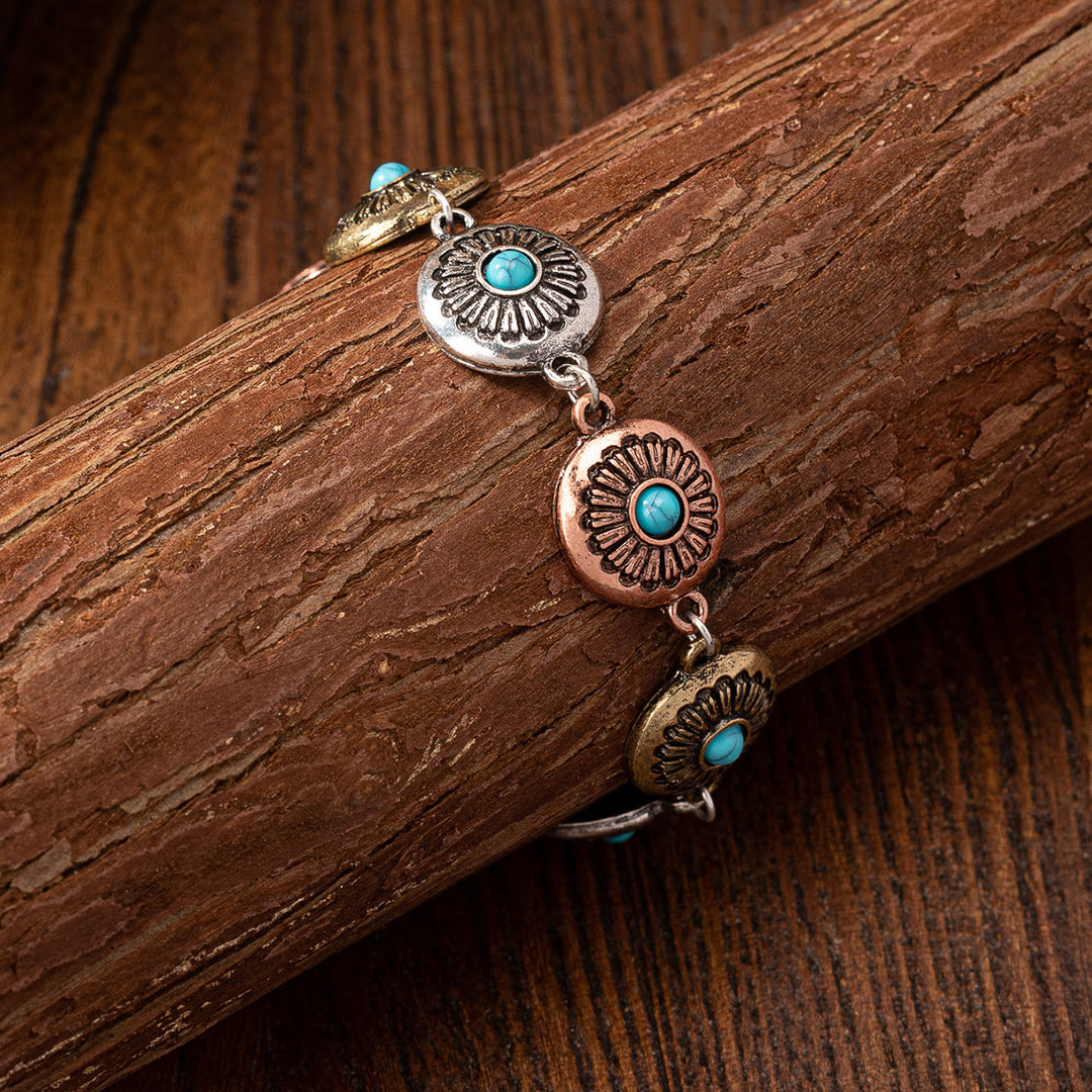 Pulsera de metal turquesa estilo bohemio Olivenorma