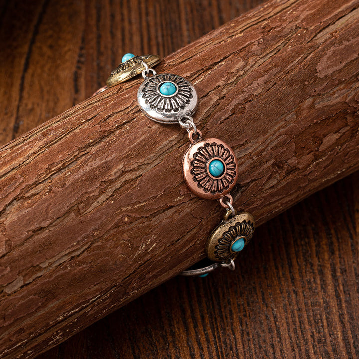 Pulsera de metal turquesa estilo bohemio Olivenorma