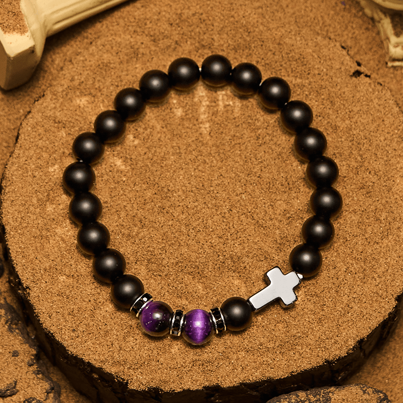 Pulsera Olivenorma de 8 mm con cuentas de hematita, obsidiana y ojo de tigre para hombre