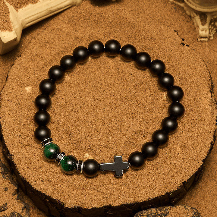 Pulsera Olivenorma de 8 mm con cuentas de hematita, obsidiana y ojo de tigre para hombre