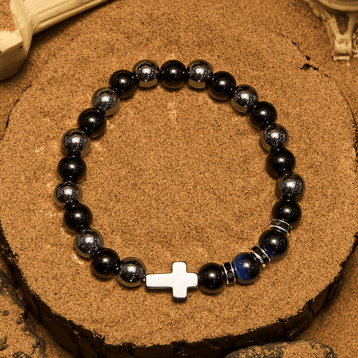 Pulsera Olivenorma de 8 mm con cuentas de hematita, obsidiana y ojo de tigre para hombre
