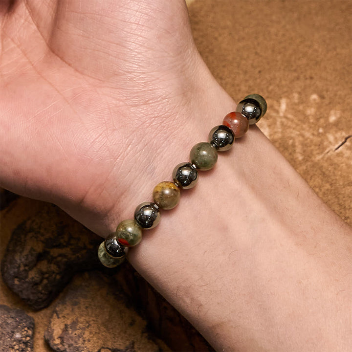 Pulsera de cuentas de hematita con piedra de sangre de dragón de Olivenorma