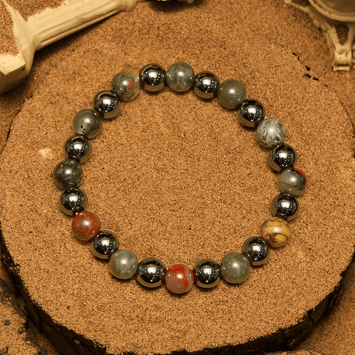 Pulsera de cuentas de hematita con piedra de sangre de dragón de Olivenorma