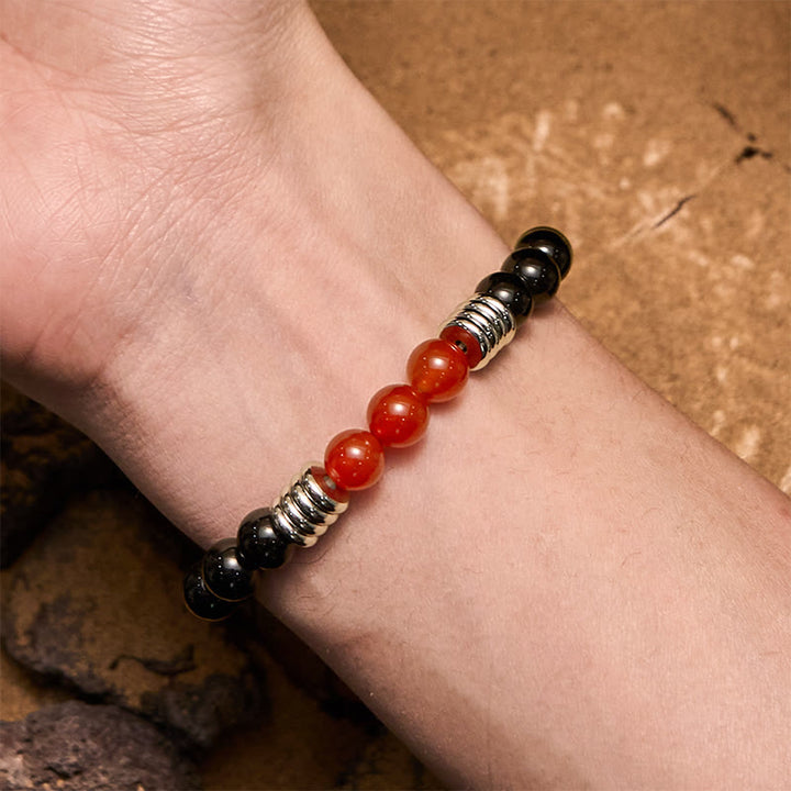 Pulsera Olivenorma de cuentas de ágata roja obsidiana de 8 mm