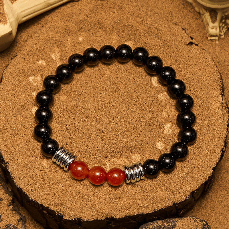 Pulsera Olivenorma de cuentas de ágata roja obsidiana de 8 mm