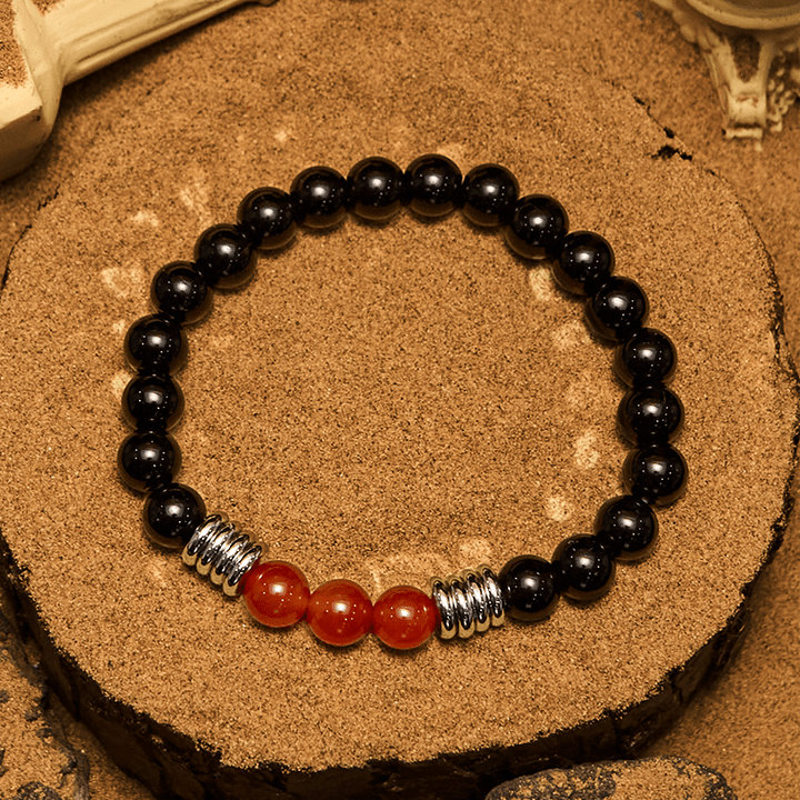 Pulsera Olivenorma de cuentas de ágata roja obsidiana de 8 mm