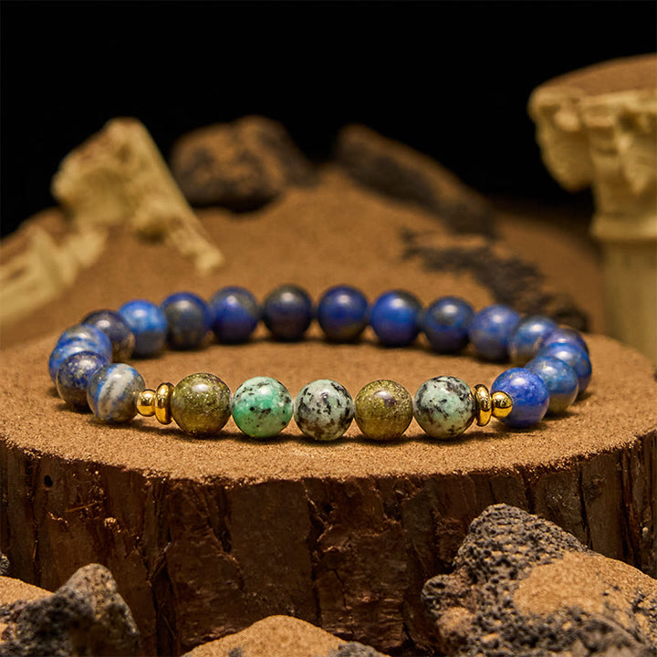 Pulsera Olivenorma de cuentas de lapislázuli y turquesa africana de 8 mm