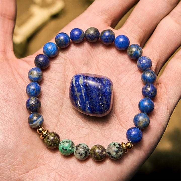 Pulsera Olivenorma de cuentas de lapislázuli y turquesa africana de 8 mm