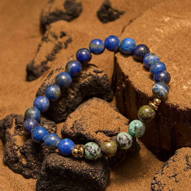 Pulsera Olivenorma de cuentas de lapislázuli y turquesa africana de 8 mm