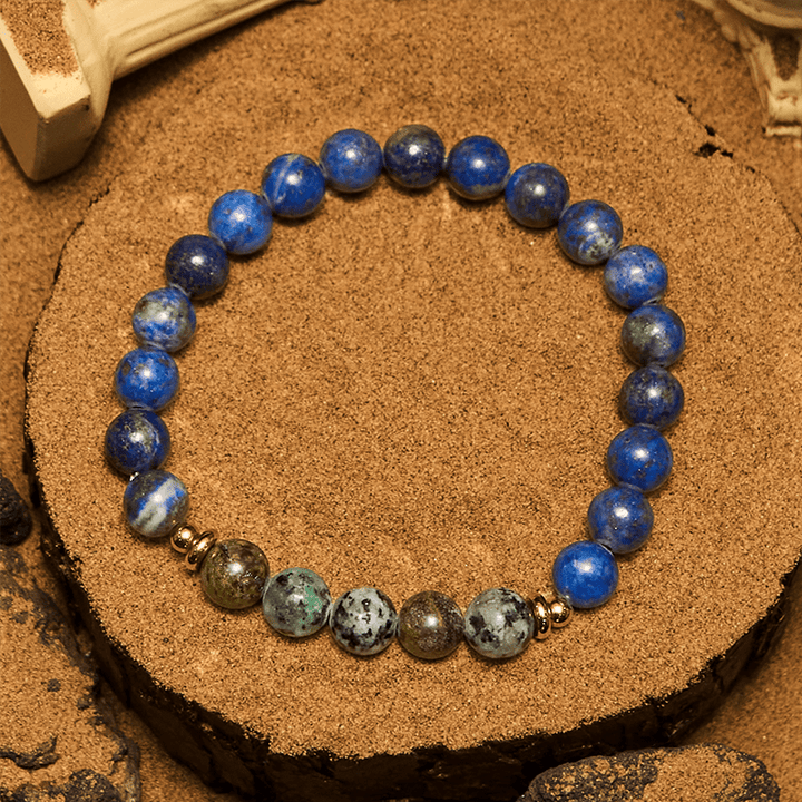 Pulsera Olivenorma de cuentas de lapislázuli y turquesa africana de 8 mm