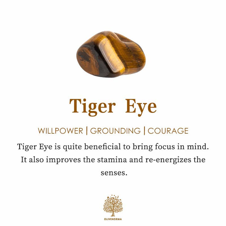 Pulsera de cuentas de ojo de tigre de piedra volcánica natural Olivenorma
