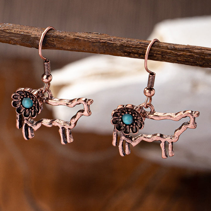 Pendientes Olivenorma de metal turquesa estilo retro occidental
