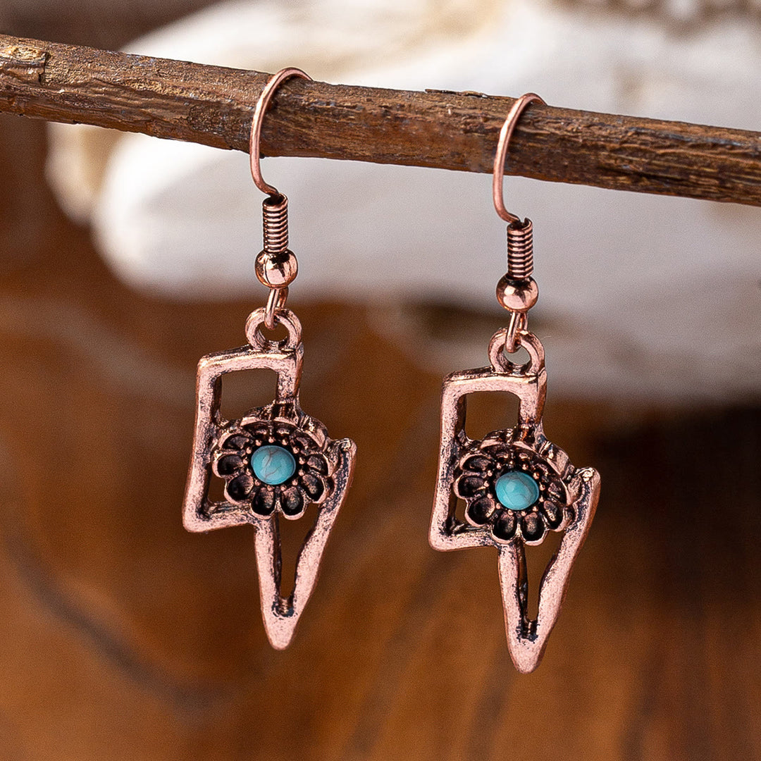 Pendientes Olivenorma de metal turquesa estilo retro occidental