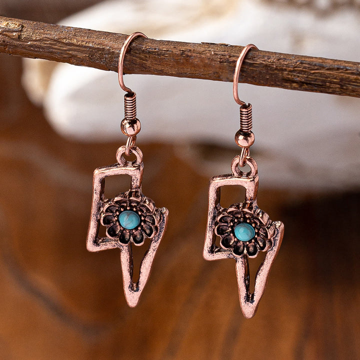 Pendientes Olivenorma de metal turquesa estilo retro occidental
