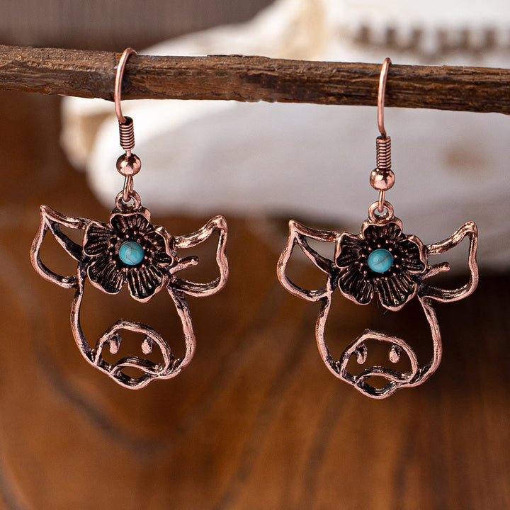 Pendientes Olivenorma de metal turquesa estilo retro occidental