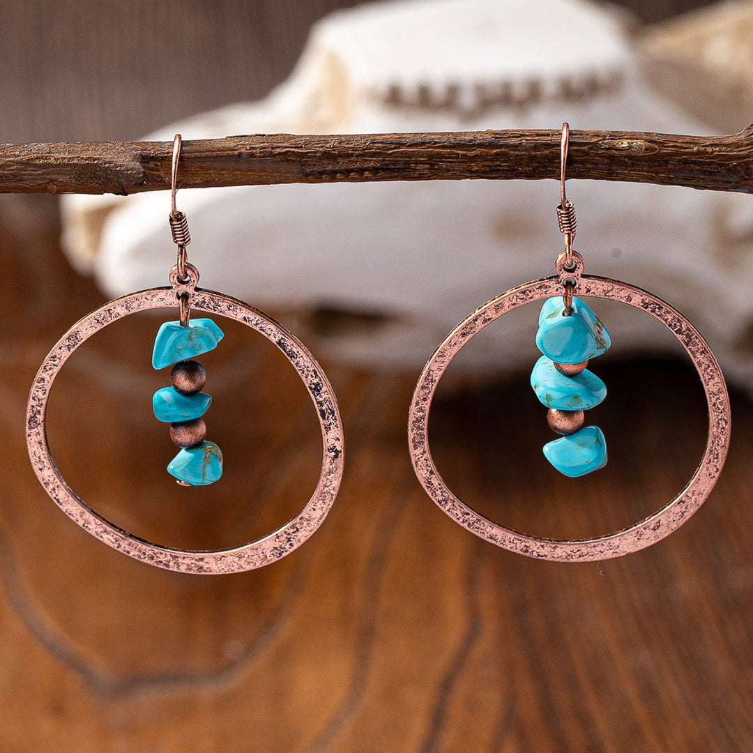 Pendientes Olivenorma de metal turquesa estilo retro occidental